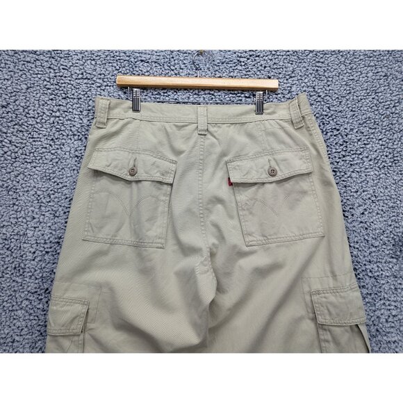 Y2K Levis Cargo Loose Straight Mens 36X35 Wide Leg Baggy Outdoor Hiking 90s Tan - Picture 6 of 13